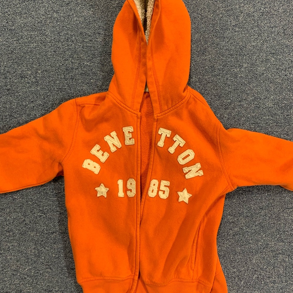 Vintage Benetton Hoodie with Fleece-Lines Hood | Great condition | Sz 8/9
